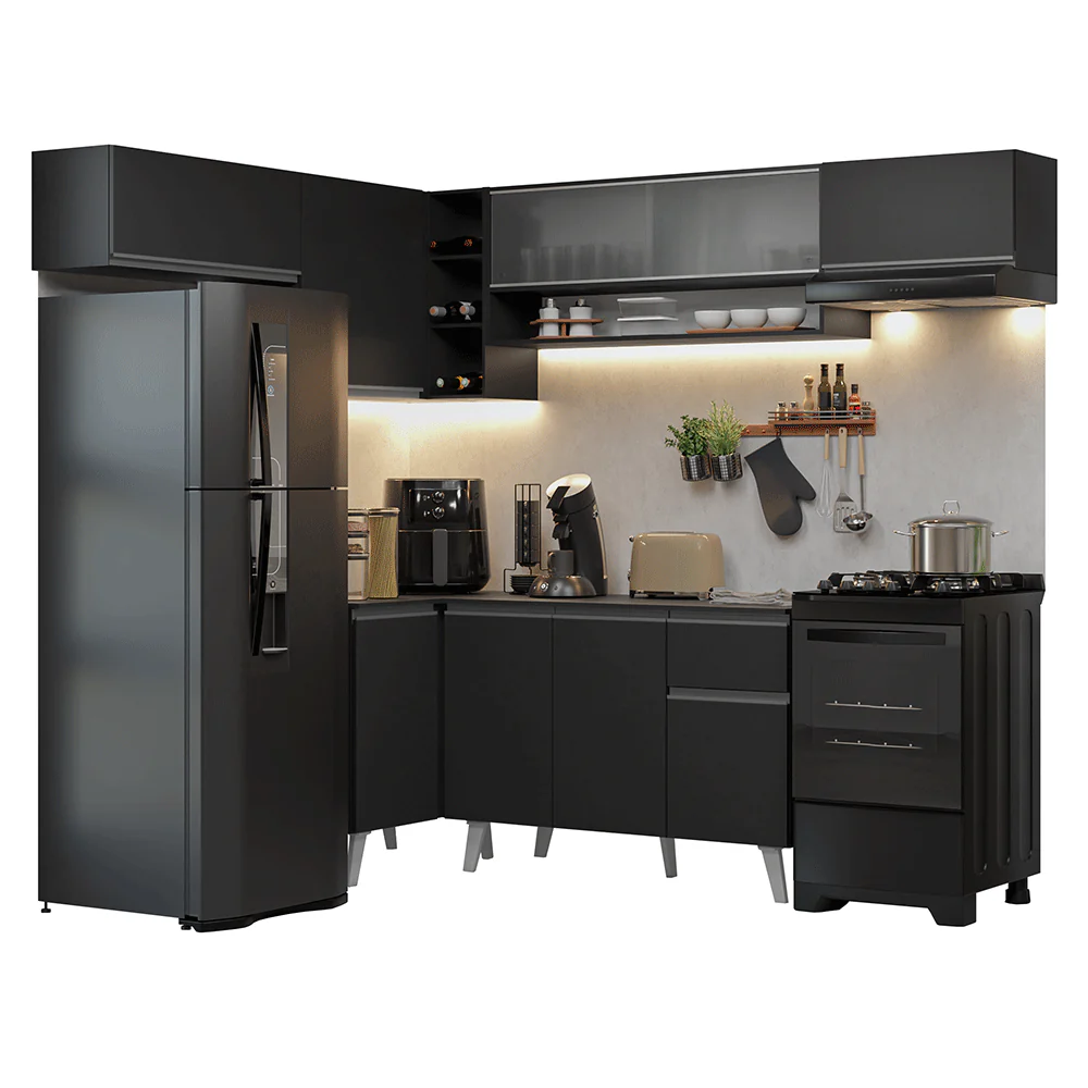 Armário de Cozinha Completa de Canto 405 cm Preto Nice Madesa 05 - Image 2