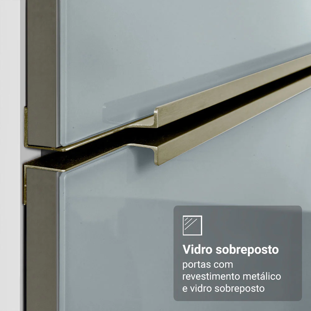 Armário de Cozinha Completa de Canto 416 x 60 cm Branco/Cinza Lux Madesa 01 - Image 8