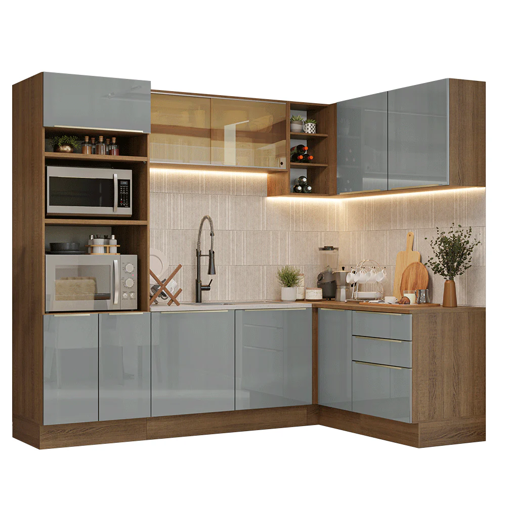 Armário de Cozinha Completa de Canto 416 x 60 cm Rustic/Cinza Lux Madesa 01 - Image 2