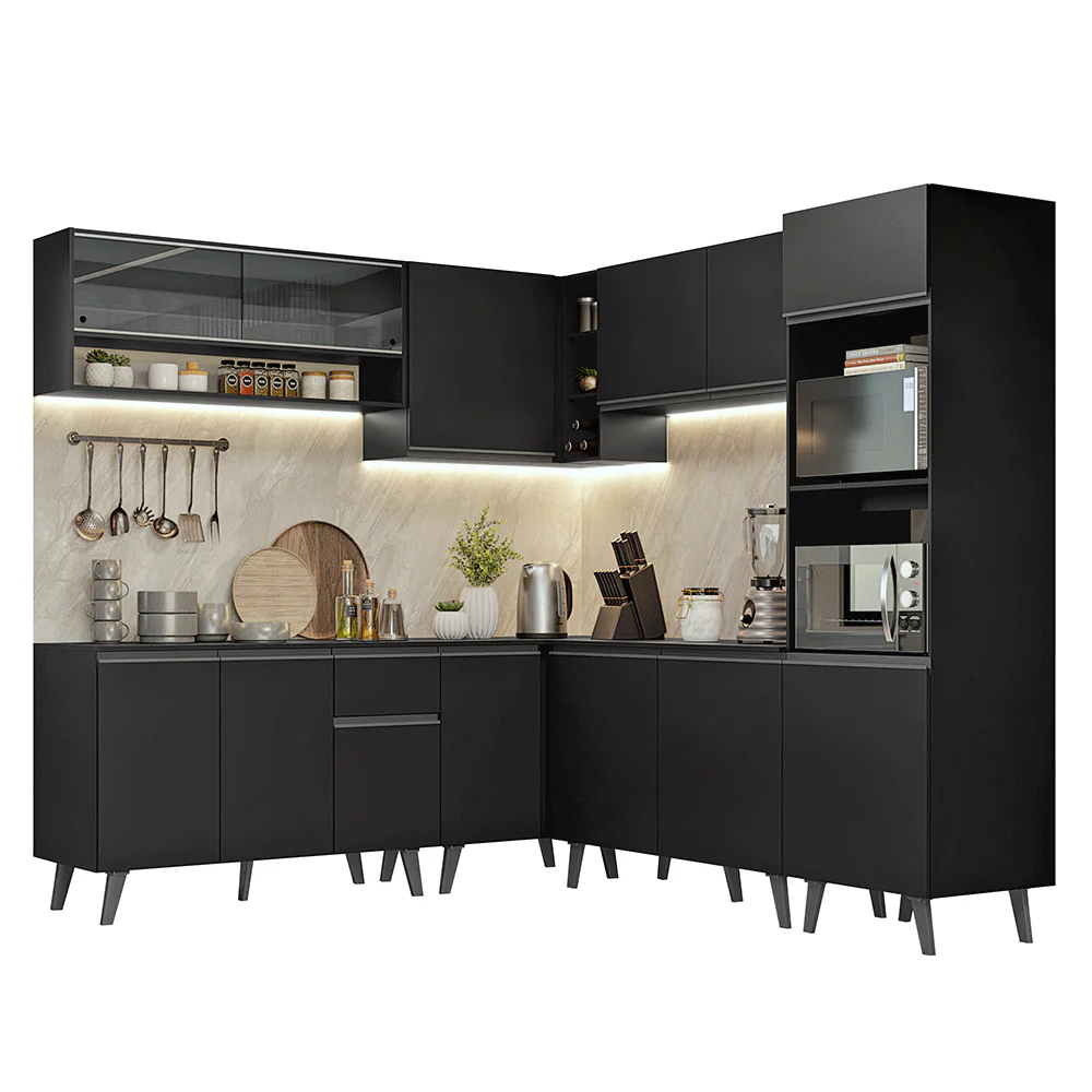 Armário de Cozinha Completa de Canto 445 cm Preto Nice Madesa 01 - Image 2