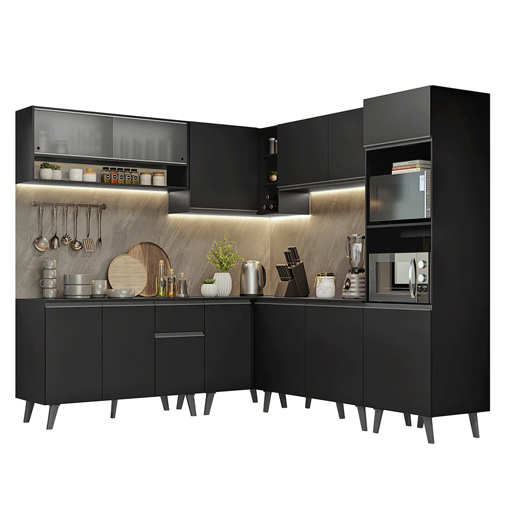 Armário de Cozinha Completa de Canto 445 cm Preto Nice Madesa 02 - Image 2