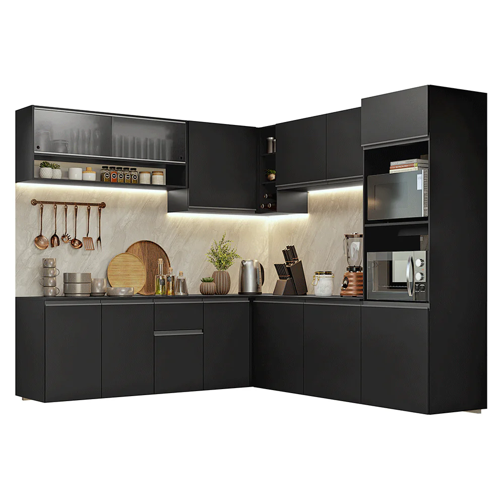 Armário de Cozinha Completa de Canto 445 cm Suspenso Preto Nice Madesa 03 - Image 2