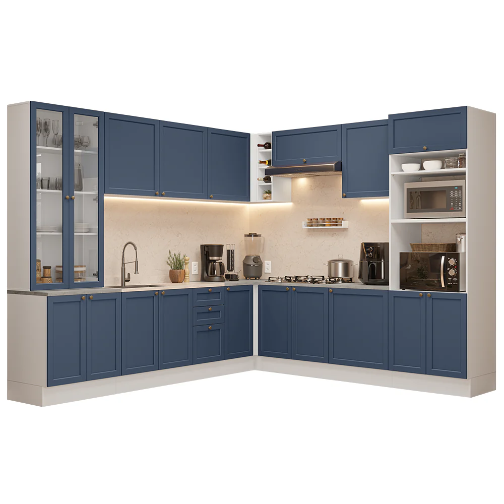 Armário de Cozinha Completa de Canto 549 cm Branco/Azul Vik Madesa 01 - Image 2