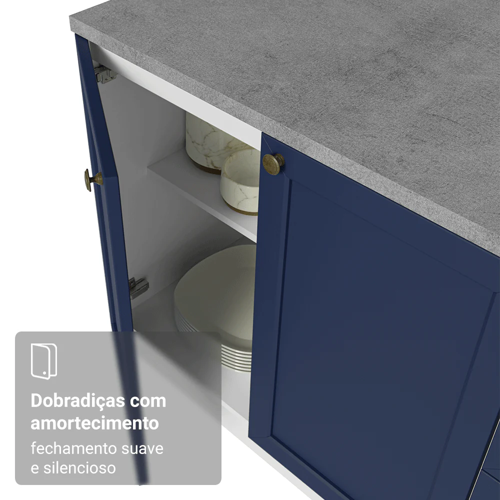 Armário de Cozinha Completa de Canto 549 cm Branco/Azul Vik Madesa 01 - Image 8