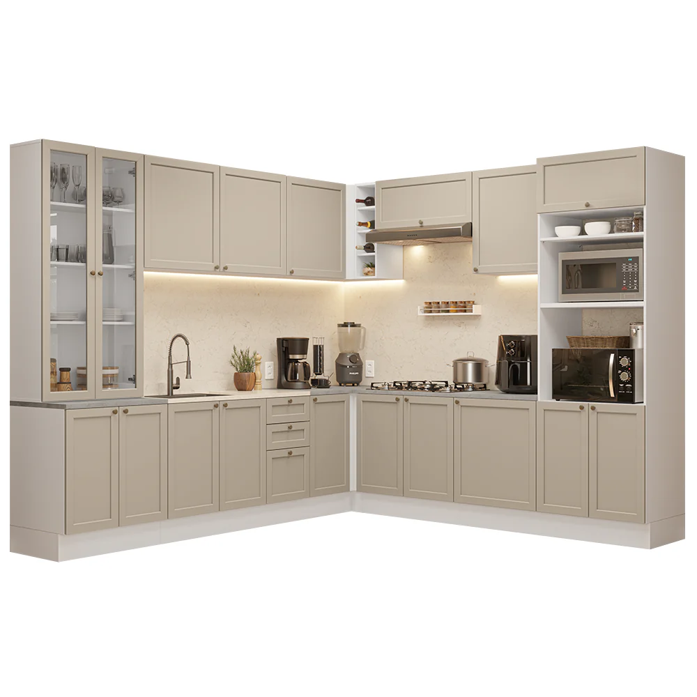 Armário de Cozinha Completa de Canto 549 cm Branco/Crema Vik Madesa 01 - Image 2