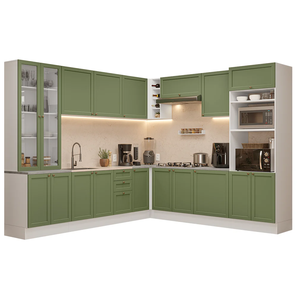 Armário de Cozinha Completa de Canto 549 cm Branco/Verde Vik Madesa 01 - Image 2