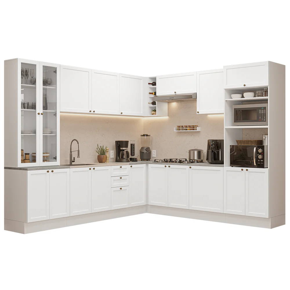 Armário de Cozinha Completa de Canto 549 cm Branco Vik Madesa 01 - Image 2