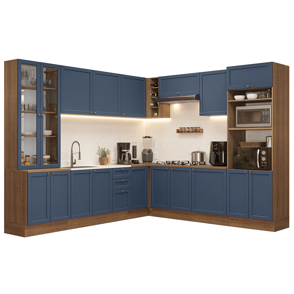 Armário de Cozinha Completa de Canto 549 cm Rustic/Azul Vik Madesa 01 - Image 2