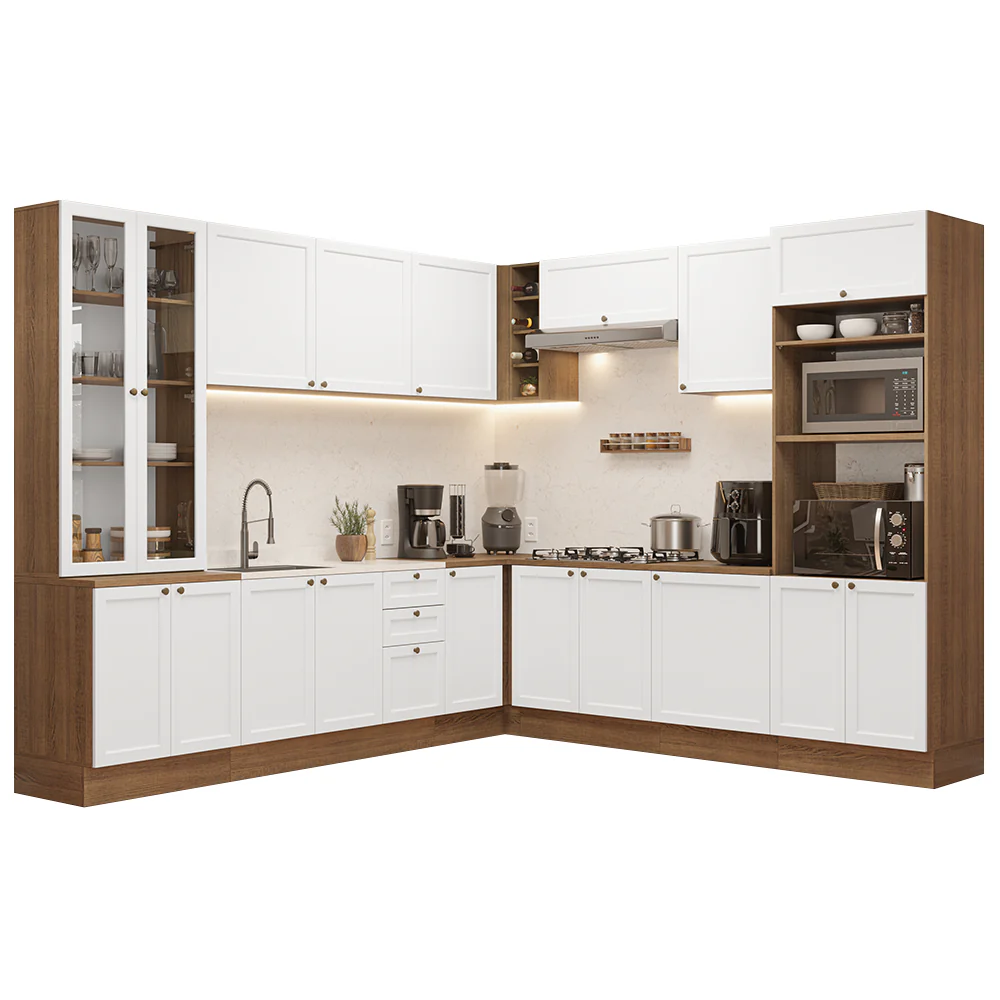 Armário de Cozinha Completa de Canto 549 cm Rustic/Branco Vik Madesa 01 - Image 2