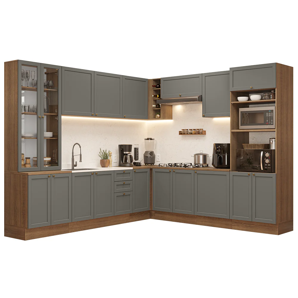 Armário de Cozinha Completa de Canto 549 cm Rustic/Cinza Vik Madesa 01 - Image 2