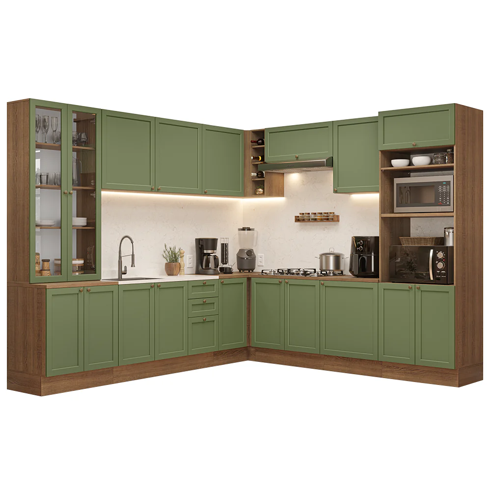 Armário de Cozinha Completa de Canto 549 cm Rustic/Verde Vik Madesa 01 - Image 2