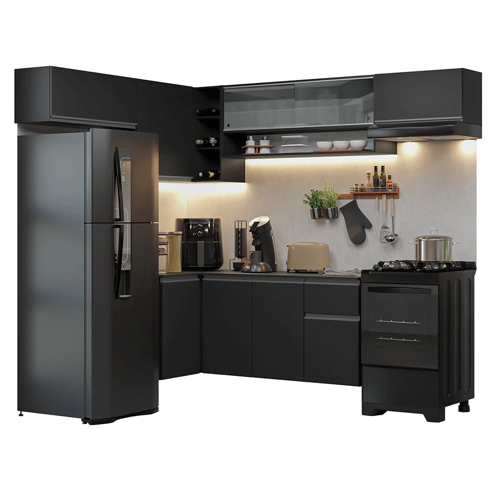 Armário de Cozinha Completa de Canto Suspenso 405 cm Preto Nice Madesa 04 - Image 2