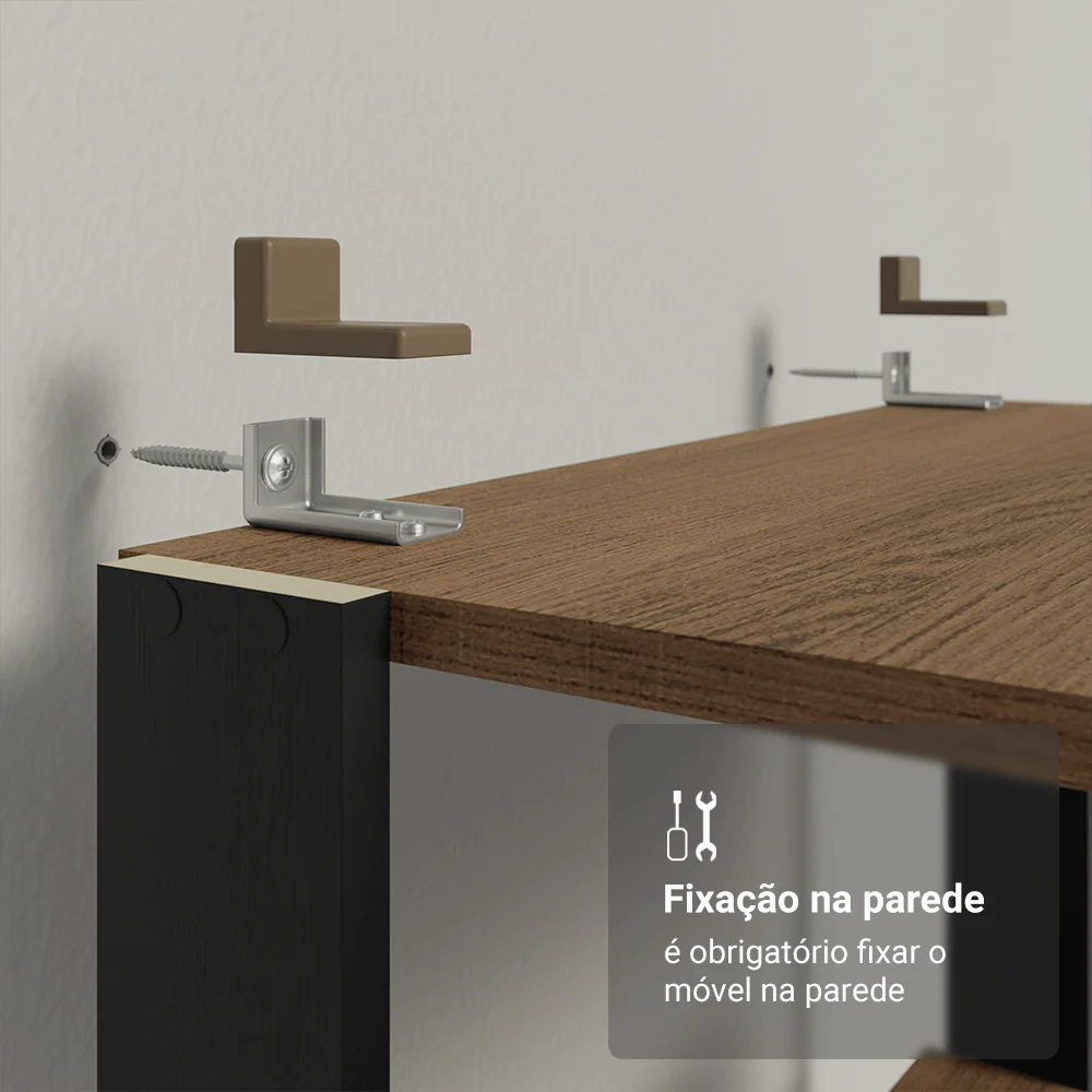 Armário Estante Multiuso Organizador 10 Prateleiras 118cm Rustic/Preto Madesa - Image 10