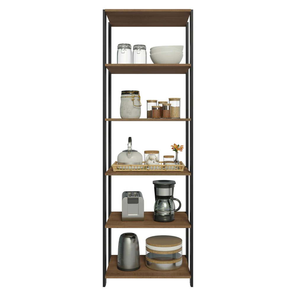 Armário Estante Multiuso Organizador 5 Prateleiras 59cm Rustic/Preto Madesa - Image 6