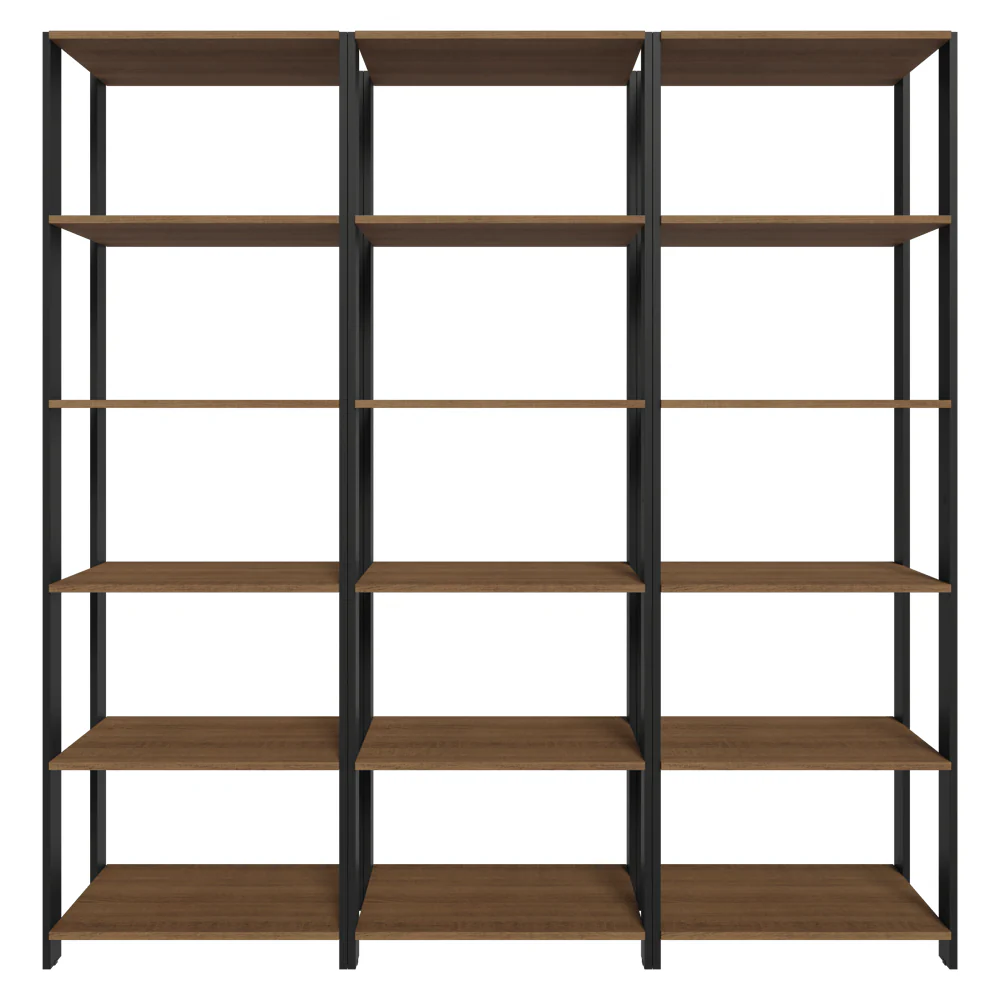 Armário Estante Multiuso Organizador Despensa 15 Prateleiras 177cm Rustic/Preto Madesa - Image 6