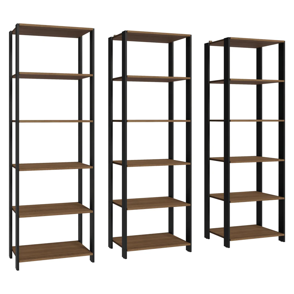 Armário Estante Multiuso Organizador Despensa 15 Prateleiras 177cm Rustic/Preto Madesa - Image 7