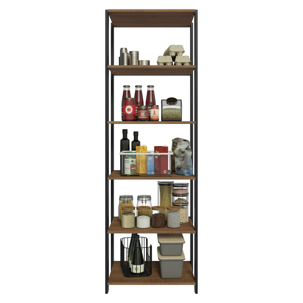 Armário Estante Multiuso Organizador Despensa 5 Prateleiras 59cm Rustic/Preto Madesa - Image 5