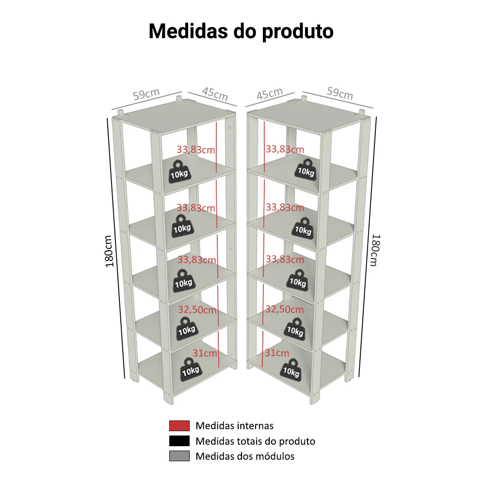 Armário Estante Multiuso Organizador Despensa de Canto 10 Prateleiras 118cm Rustic/Preto Madesa - Image 3