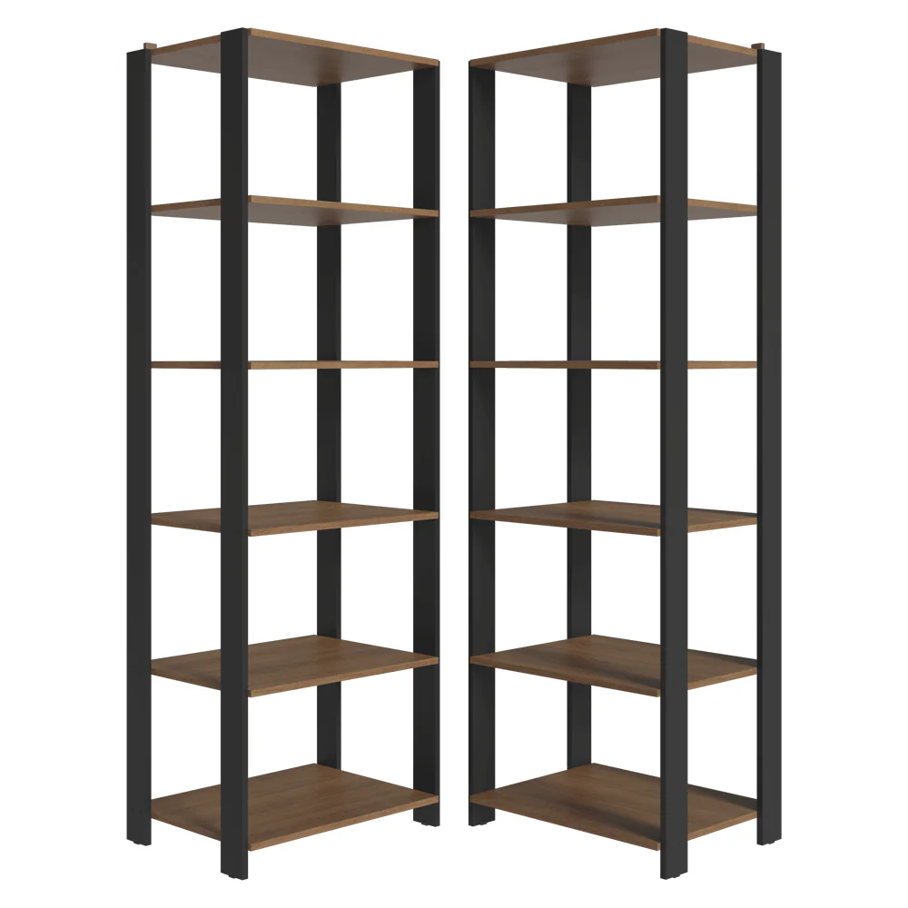 Armário Estante Multiuso Organizador Despensa de Canto 10 Prateleiras 118cm Rustic/Preto Madesa - Image 5
