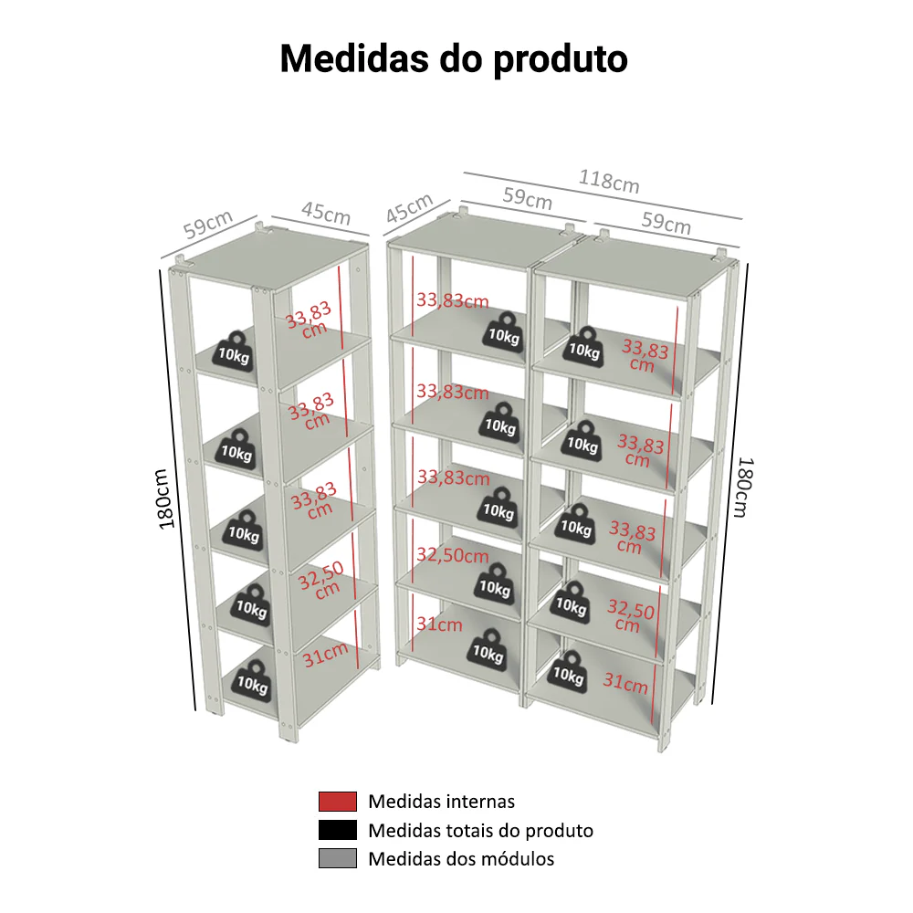 Armário Estante Multiuso Organizador Despensa de Canto 15 Prateleiras 177cm Rustic/Preto Madesa - Image 3