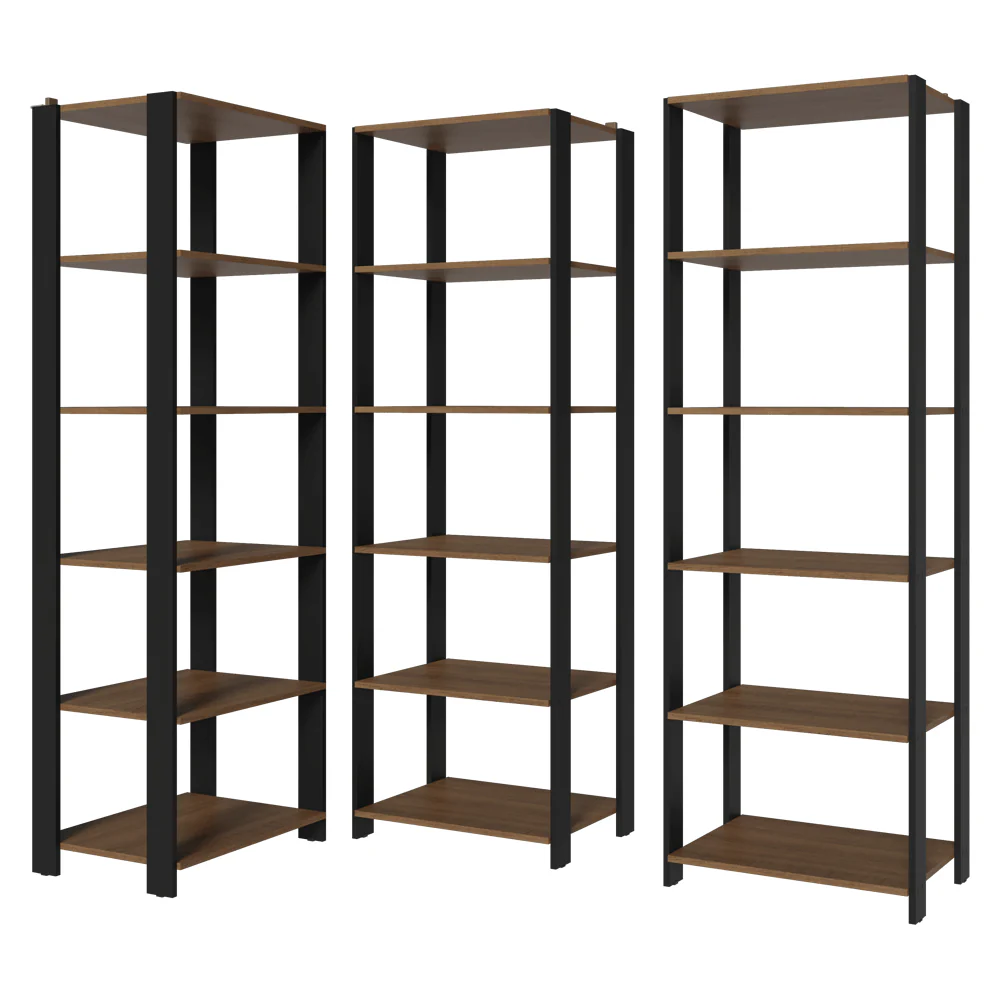 Armário Estante Multiuso Organizador Despensa de Canto 15 Prateleiras 177cm Rustic/Preto Madesa - Image 5