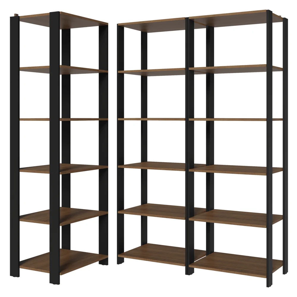 Armário Estante Multiuso Organizador Despensa de Canto 15 Prateleiras 177cm Rustic/Preto Madesa - Image 7