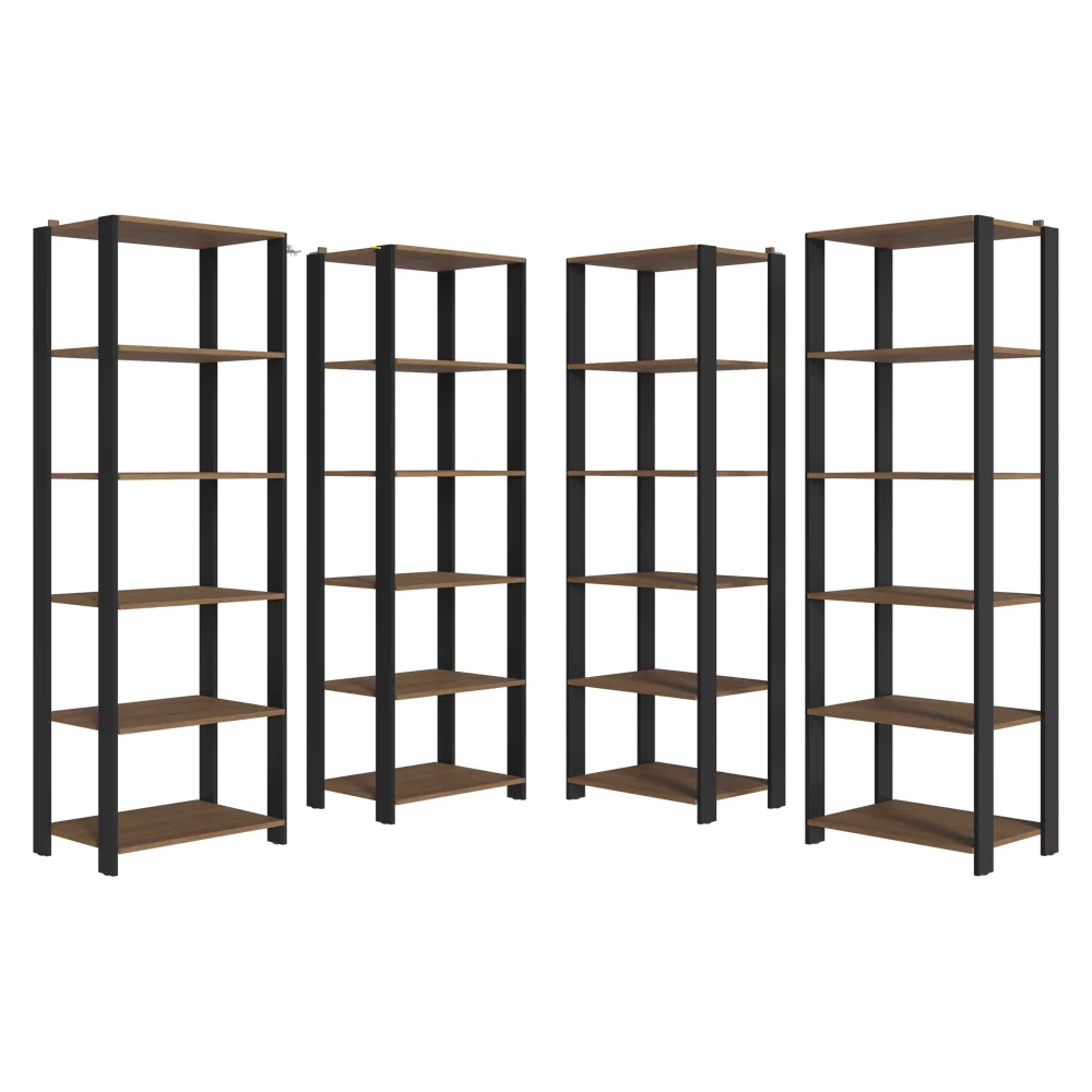 Armário Estante Multiuso Organizador Despensa de Canto 20 Prateleiras 236cm Rustic/Preto Madesa - Image 5