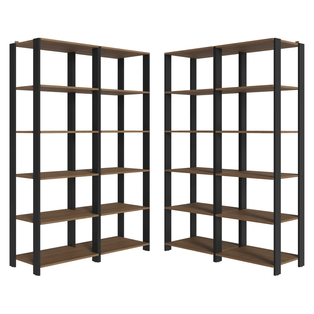 Armário Estante Multiuso Organizador Despensa de Canto 20 Prateleiras 236cm Rustic/Preto Madesa - Image 6
