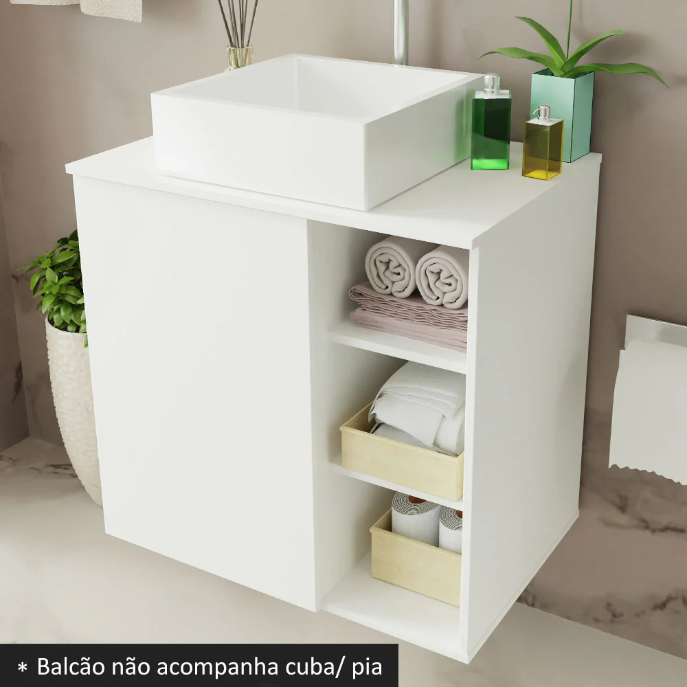 Armário Gabinete com Espelho para Banheiro 60cm Branco Madesa - Image 6