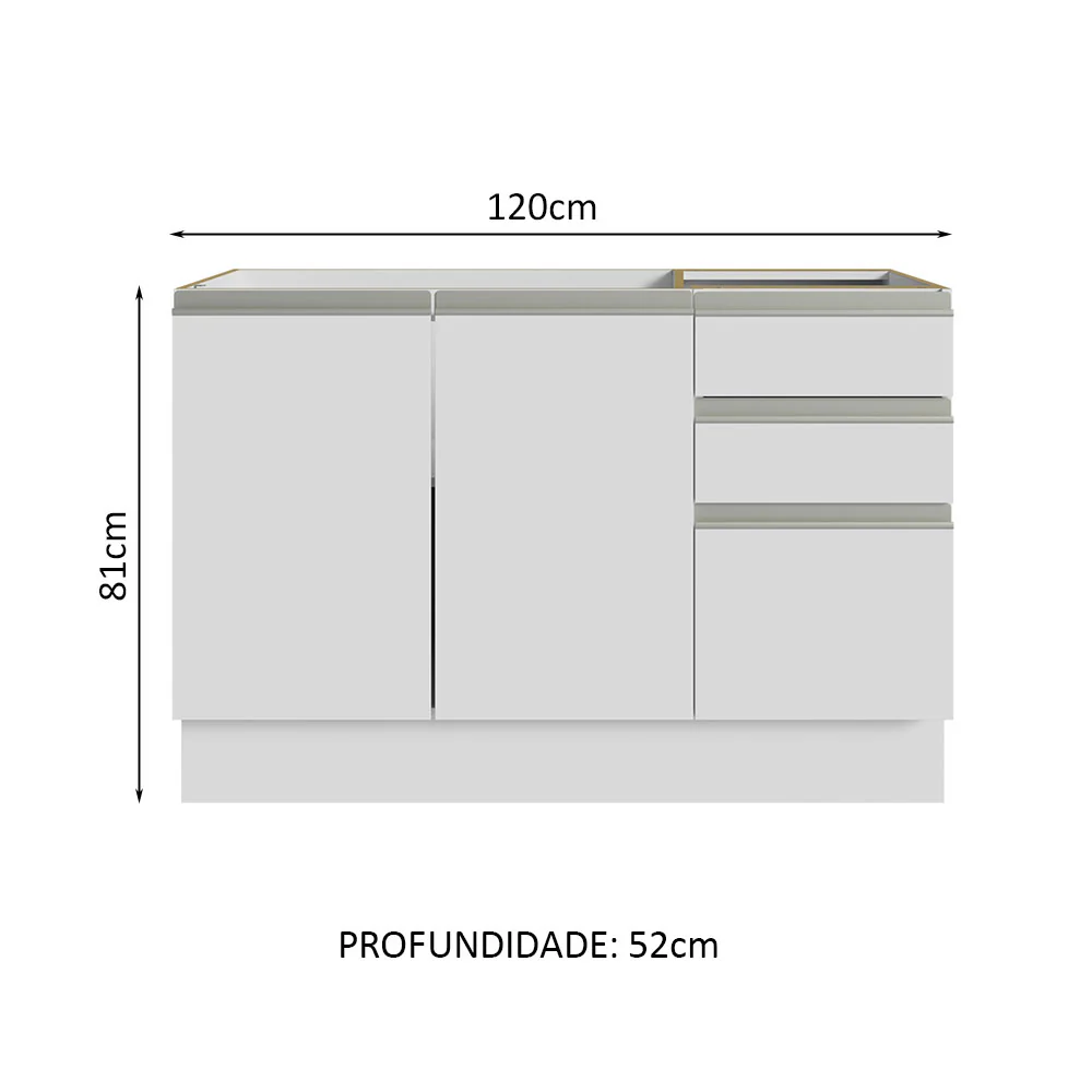 Armário Gabinete para Banheiro 120cm 2 Portas 3 Gavetas Branco Madesa - Image 3