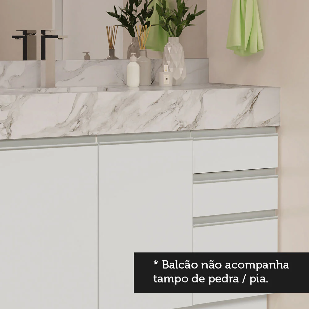 Armário Gabinete para Banheiro 120cm 2 Portas 3 Gavetas Branco Madesa - Image 6