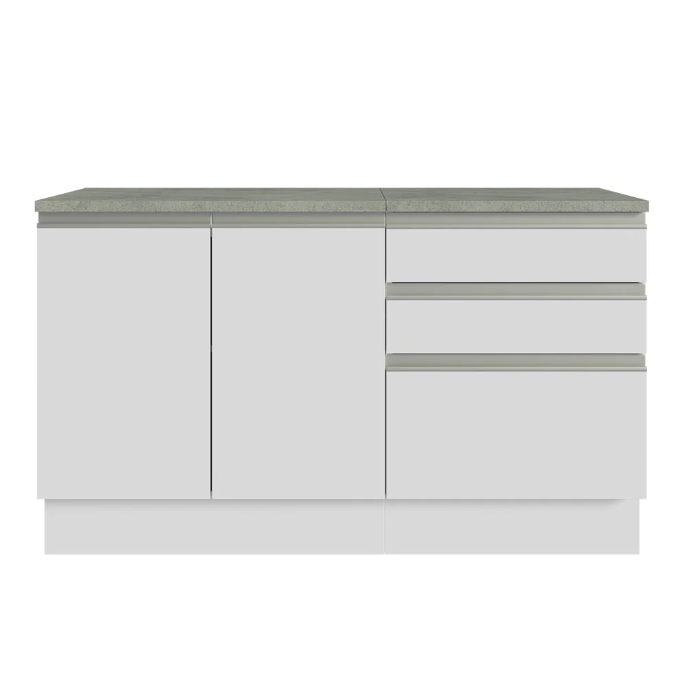 Armário Gabinete para Banheiro 140cm 2 Portas 3 Gavetas Branco Madesa - Image 7