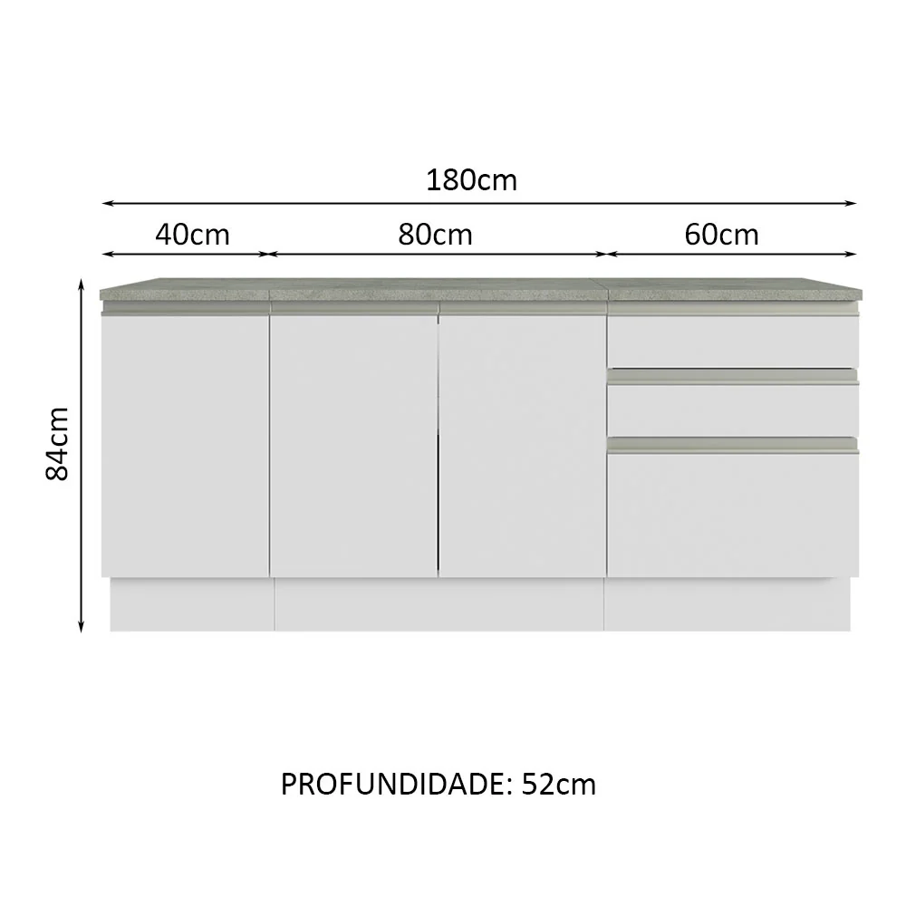 Armário Gabinete para Banheiro 180cm 3 Portas 3 Gavetas Branco Madesa - Image 3