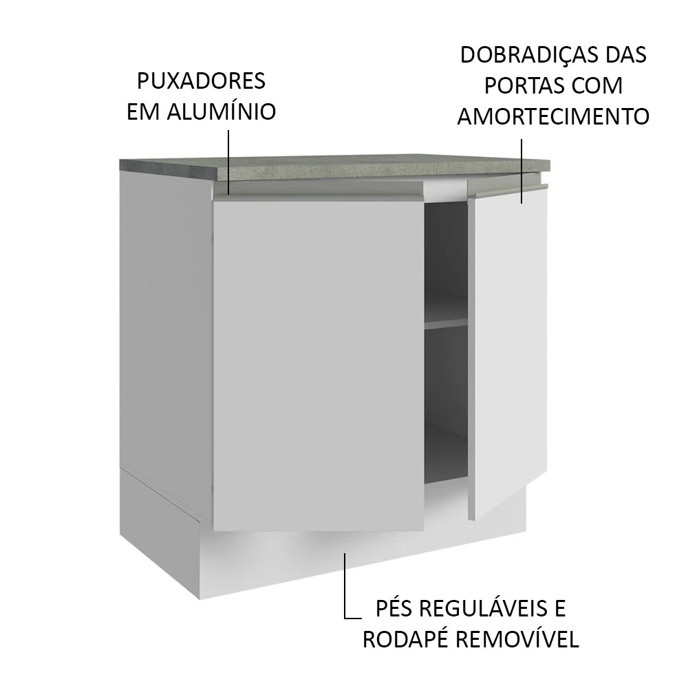Armário Gabinete para Banheiro 80cm 2 Portas Branco Madesa - Image 4