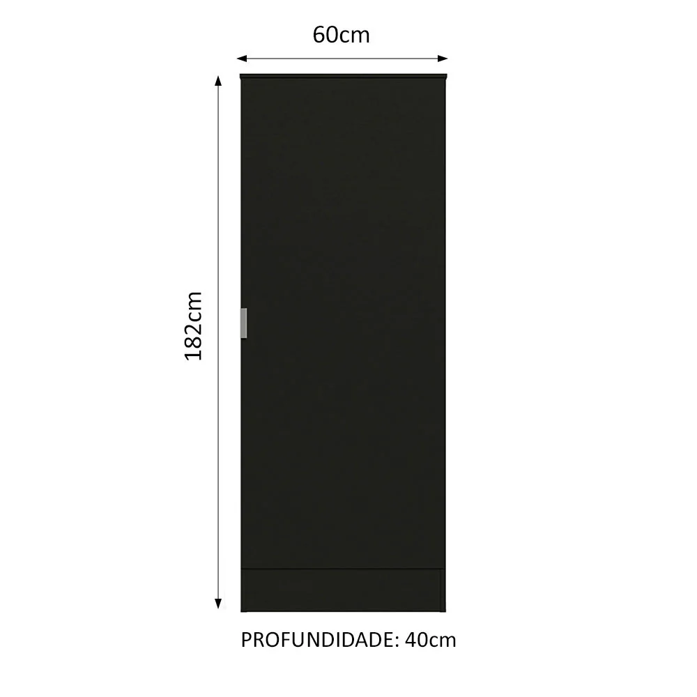 Armário Multiuso 60 cm 1 porta Preto Madesa - Image 3