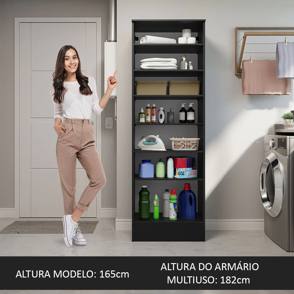 Armário Multiuso 60 cm 1 porta Preto Madesa - Image 6