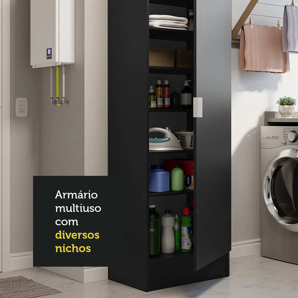 Armário Multiuso 60 cm 1 porta Preto Madesa - Image 7