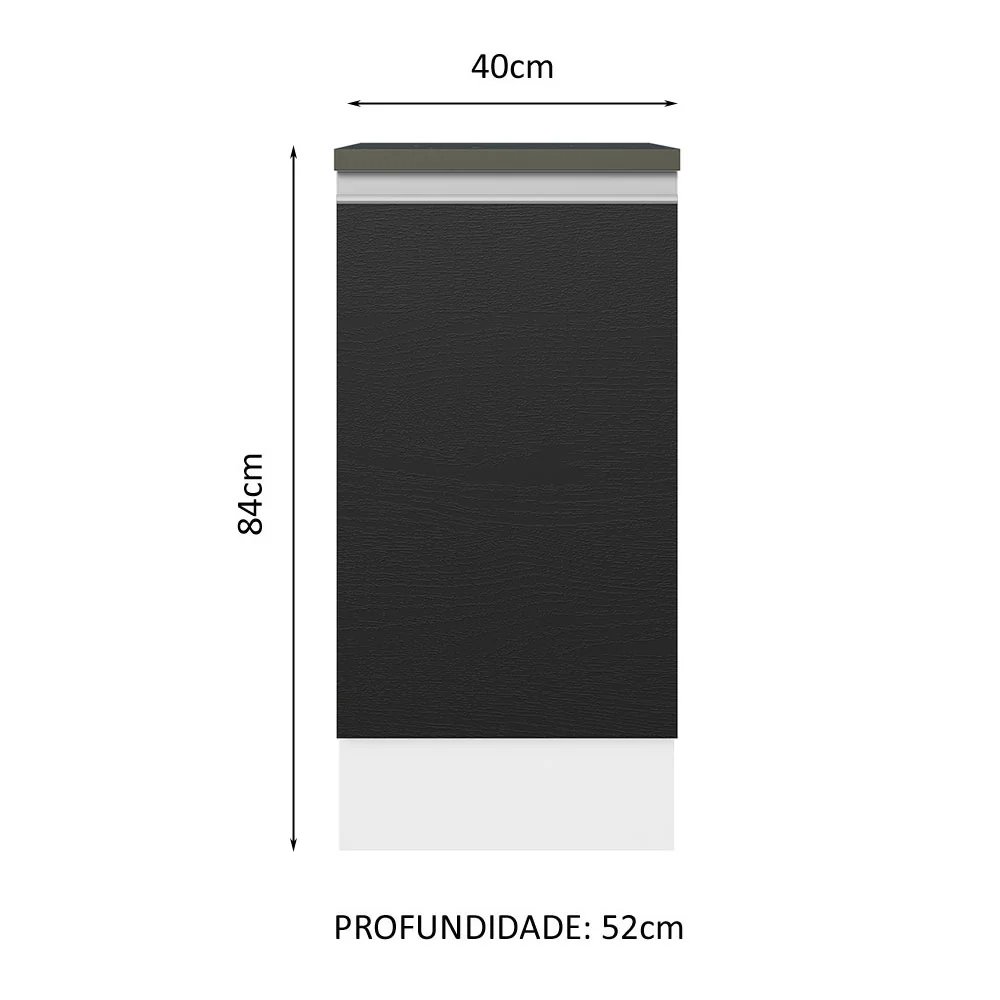 Balcão 100% MDF 40 cm 1 Porta Branco/Preto Acordes Madesa - Image 2