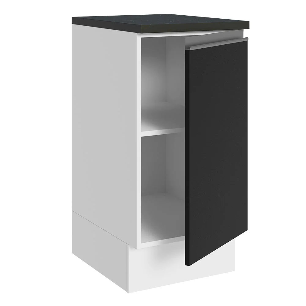Balcão 100% MDF 40 cm 1 Porta Branco/Preto Acordes Madesa - Image 5