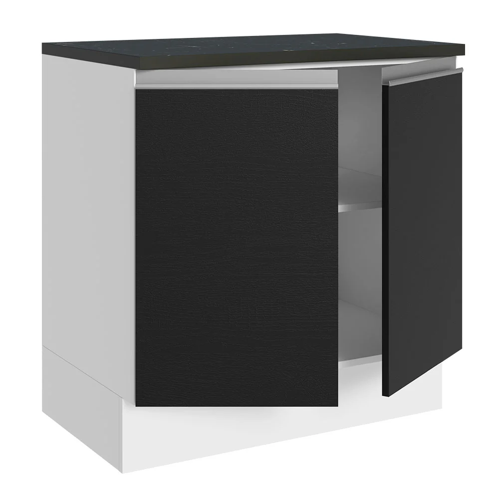 Balcão 100% MDF 80 cm 2 Portas Branco/Preto Acordes Madesa - Image 5
