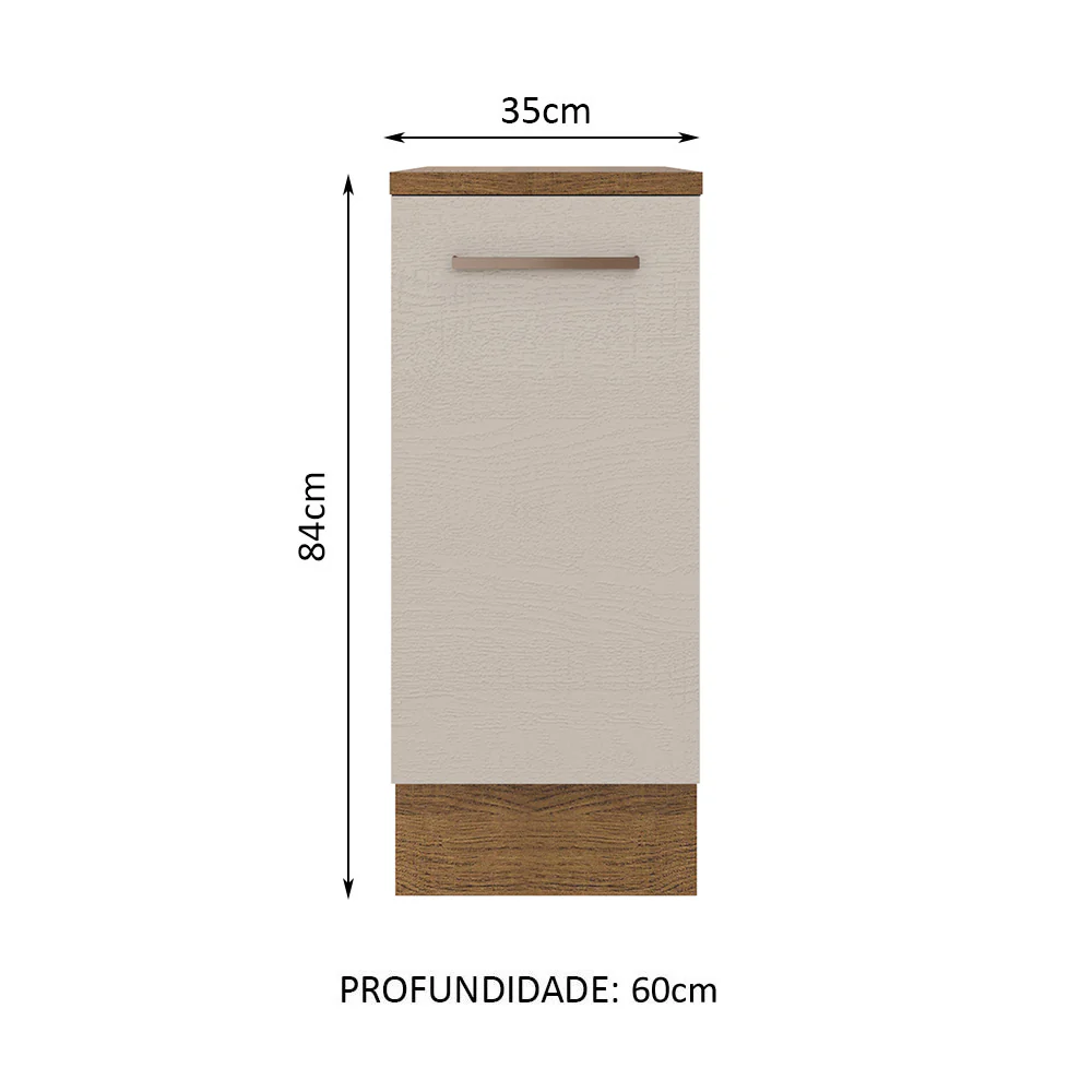 Balcão 35 x 60 cm 1 Porta (Com Tampo) Rustic/Crema Agata Madesa - Image 2