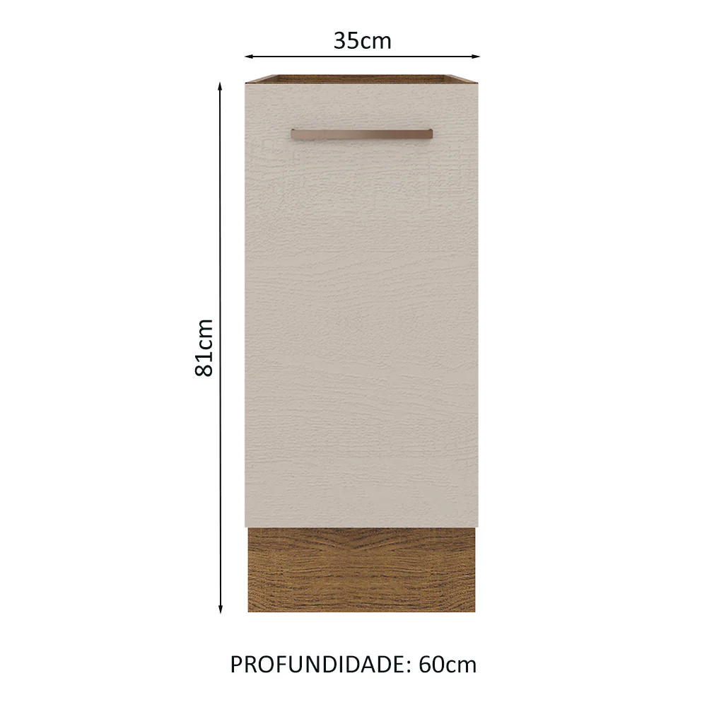 Balcão 35 x 60 cm 1 Porta (Sem Tampo) Rustic/Crema Agata Madesa - Image 2