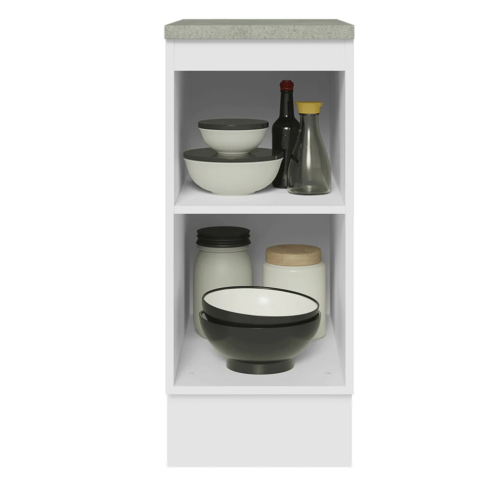 Balcão 35 x 60 cm 1 Porta (Com Tampo) Branco/Branco Veludo Lux Madesa - Image 4