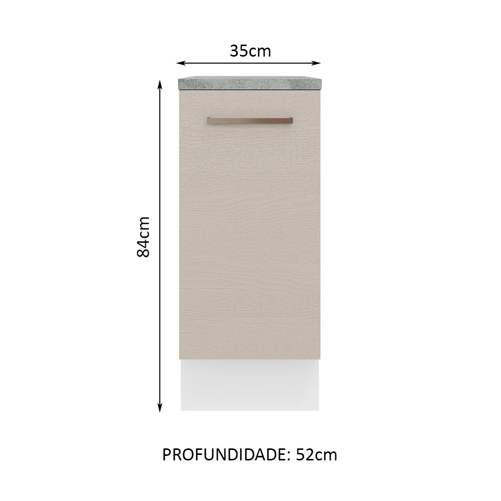 Balcão 35 cm 1 Porta Branco/Crema Agata Madesa - Image 2