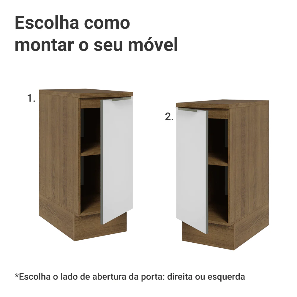 Balcão 35 x 60 cm 1 Porta (Com Tampo) Rustic/Branco Veludo Lux Madesa - Image 5