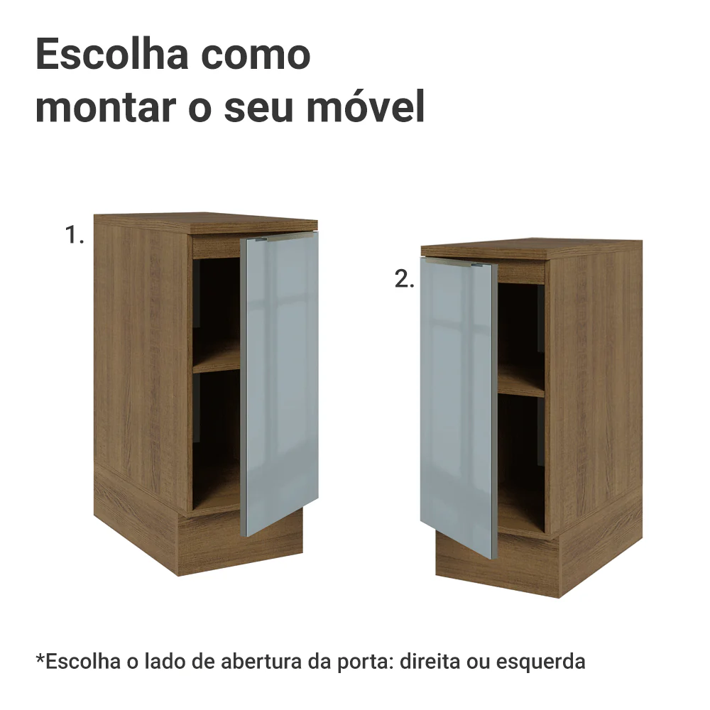 Balcão 35 x 60 cm 1 Porta (Com Tampo) Rustic/Cinza Lux Madesa - Image 5