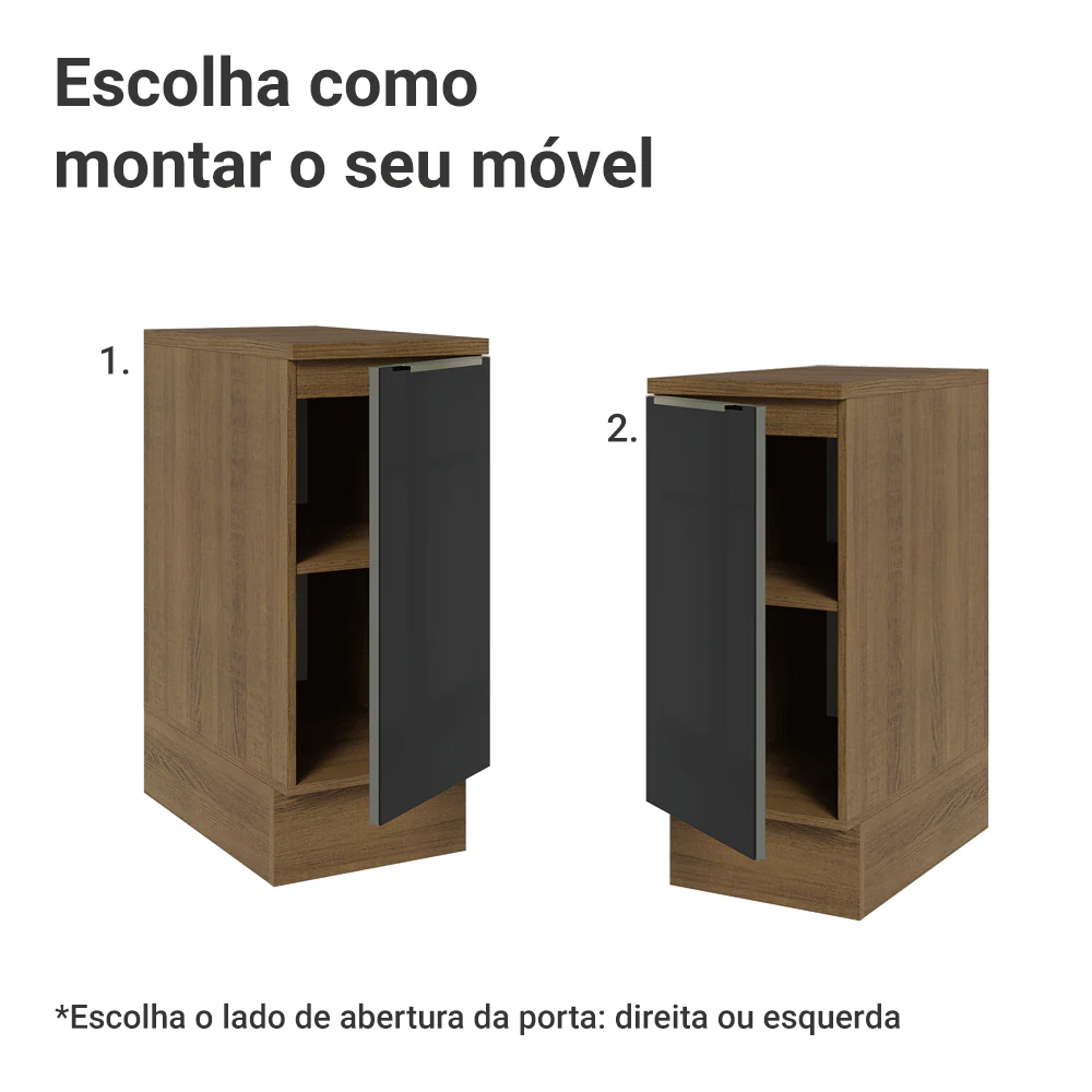 Balcão 35 x 60 cm 1 Porta (Com Tampo) Rustic/Preto Lux Madesa - Image 5