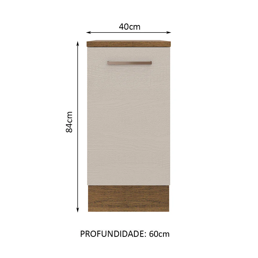 Balcão 40 x 60 cm 1 Porta (Com Tampo) Rustic/Crema Agata Madesa - Image 2