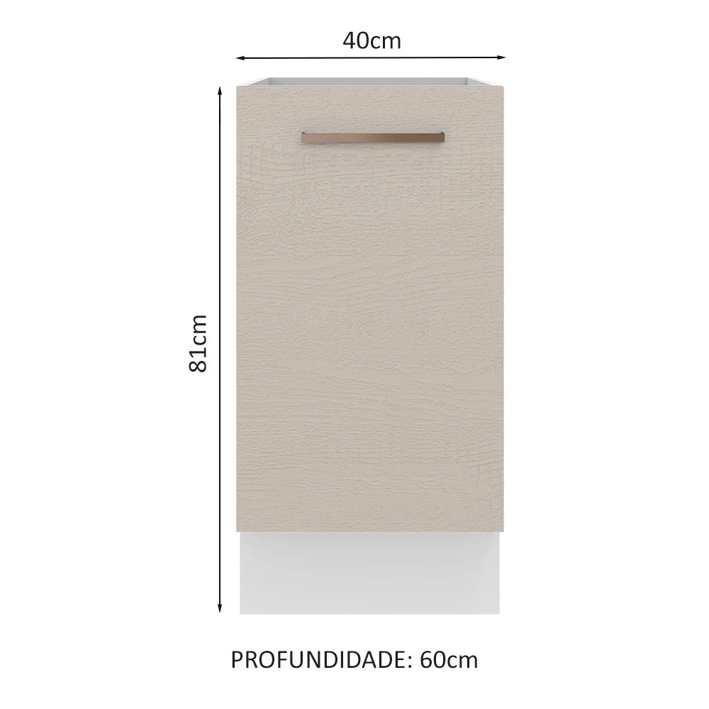 Balcão 40 x 60 cm 1 Porta (Sem Tampo) Branco/Crema Agata Madesa - Image 2