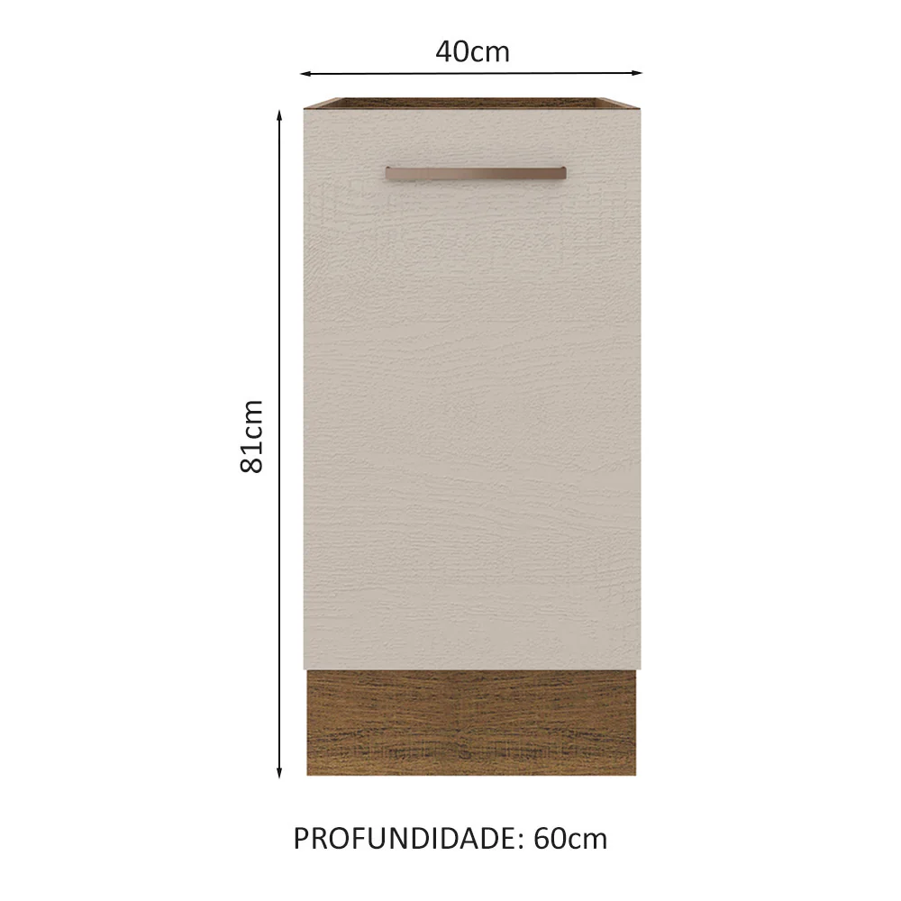 Balcão 40 x 60 cm 1 Porta (Sem Tampo) Rustic/Crema Agata Madesa - Image 2